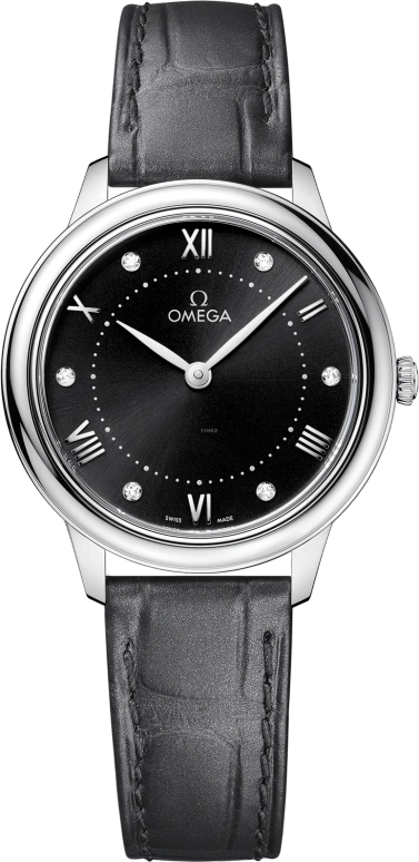 Omega,De Ville 30mm,30mm,Stainless Steel,Black,Quartz,In-house Caliber,Sapphire,434,434.13.30.60.51.001