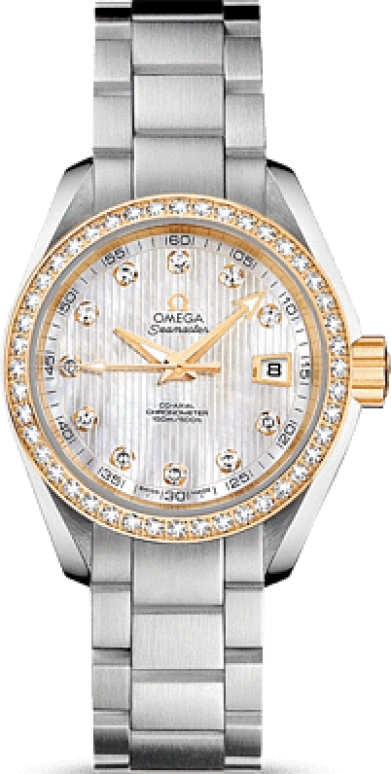 Omega,Aqua Terra 30mm,30mm,Yellow Gold,Stainless Steel,White,Automatic,Date,Zodiac Indications,Co-Axial Escapement,231,231.25.30.20.55.004