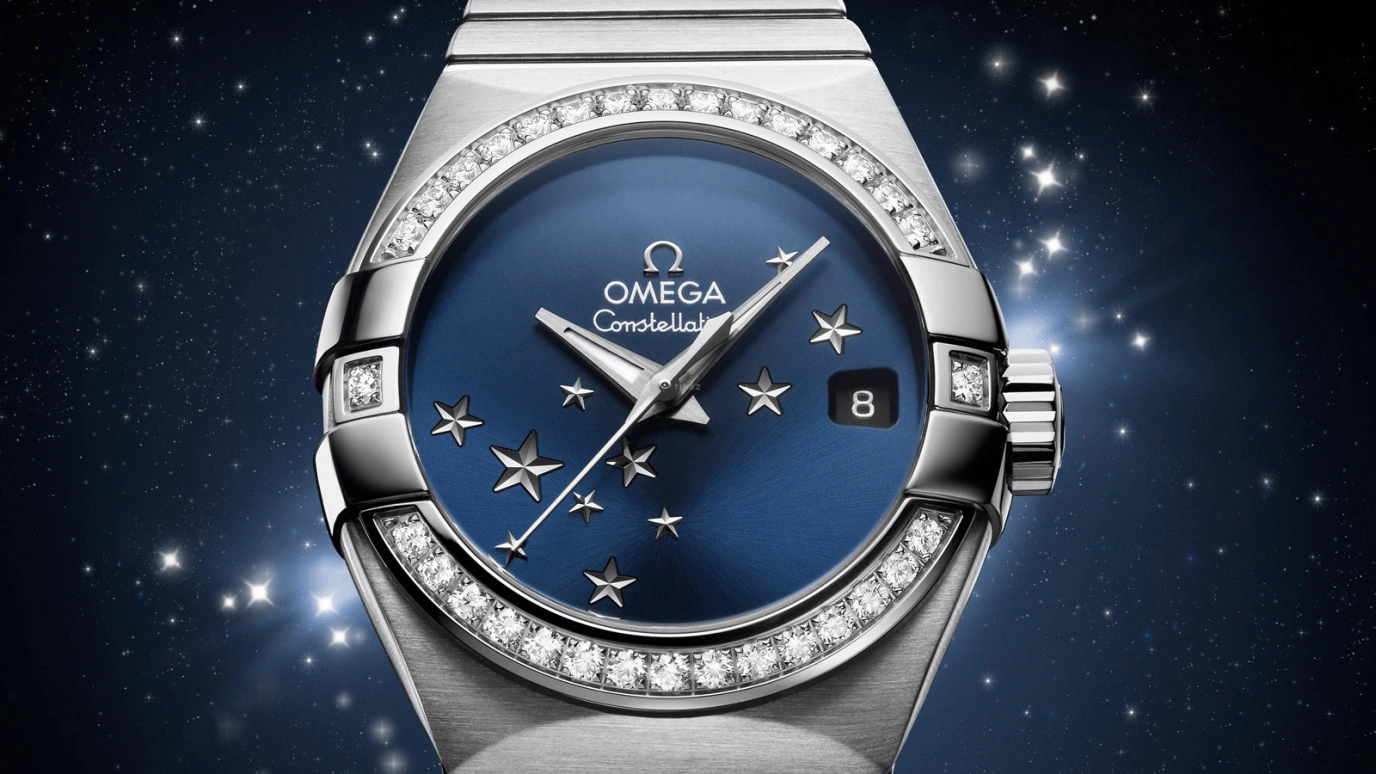 Omega,Constellation 27mm,27mm,Stainless Steel,Blue,Automatic,Date,Zodiac Indications,Co-Axial Escapement,123,123.15.27.20.03.001