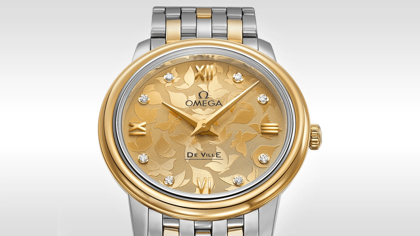 Omega,De Ville 27.40mm,27.40mm,Yellow Gold,Stainless Steel,Champagne,Quartz,30000hours,In-house Caliber,424,424.20.27.60.58.002