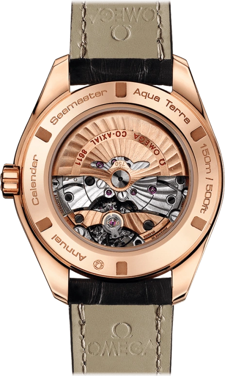 Omega,Aqua Terra 43mm,43mm,Red Gold,Grey,Automatic,Annual Calendar,Month,Date,Co-Axial Escapement,60hours,In-house Caliber,231,231.53.43.22.06.001