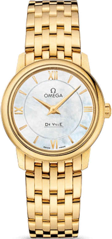 Omega,De Ville 27.40mm,27.40mm,Yellow Gold,White,Quartz,30000hours,In-house Caliber,424,424.50.27.60.05.001
