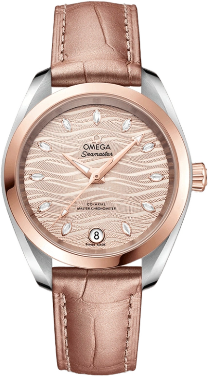 Omega,Aqua Terra 34mm,34mm,Sedna Gold,Stainless Steel,Grey,Automatic,Date,Co-Axial Escapement,220,220.23.34.20.59.001