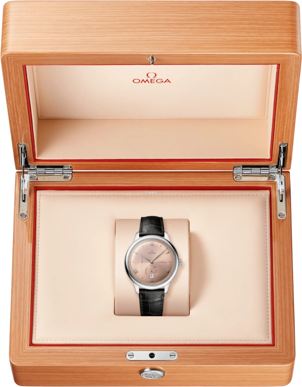 Omega,De Ville 41mm,41mm,Stainless Steel,Pink,Automatic,Day,Power Reserve Indicator,434,434.13.41.21.10.001