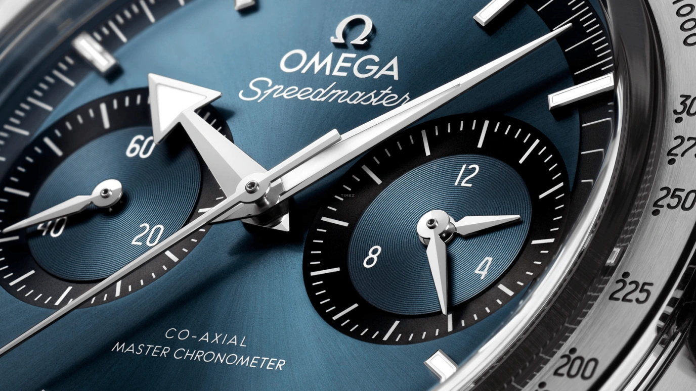 Omega,Speedmaster (Non-Moonwatch) 40.50mm,40.50mm,Stainless Steel,Blue,Handwound,Chronograph,Date,Co-Axial Escapement,Column Wheel,60hours,In-house Caliber,332,332.12.41.51.03.001