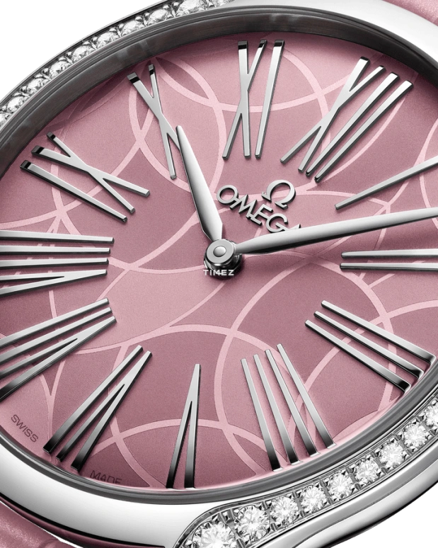 Omega,De Ville 36mm,36mm,Stainless Steel,Pink Red,Quartz,In-house Caliber,Sapphire,Glass,428,428.18.36.60.10.001