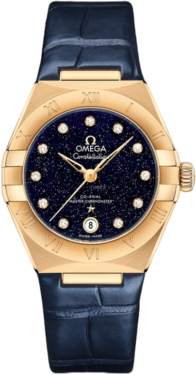 Omega,Constellation 29mm,29mm,Yellow Gold,Blue,Automatic,Date,Co-Axial Escapement,131,131.53.29.20.53.001
