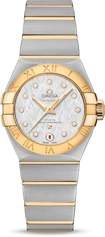 Omega,Constellation 27mm,27mm,Yellow Gold,Stainless Steel,Silver,Automatic,Date,Co-Axial Escapement,127,127.20.27.20.52.002