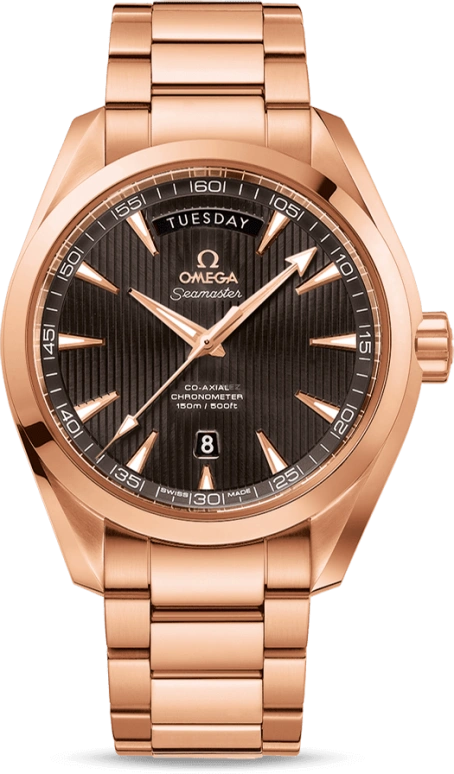 Omega,Aqua Terra 41.50mm,41.50mm,Red Gold,Grey,Automatic,Date,Day,Co-Axial Escapement,231,231.50.42.22.06.001
