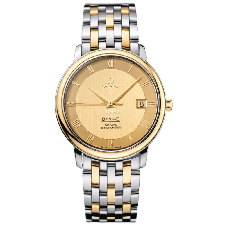 Omega,De Ville 36.50mm,36.50mm,Yellow Gold,Stainless Steel,Champagne,Automatic,Day,48hours,4374,4374.11.00