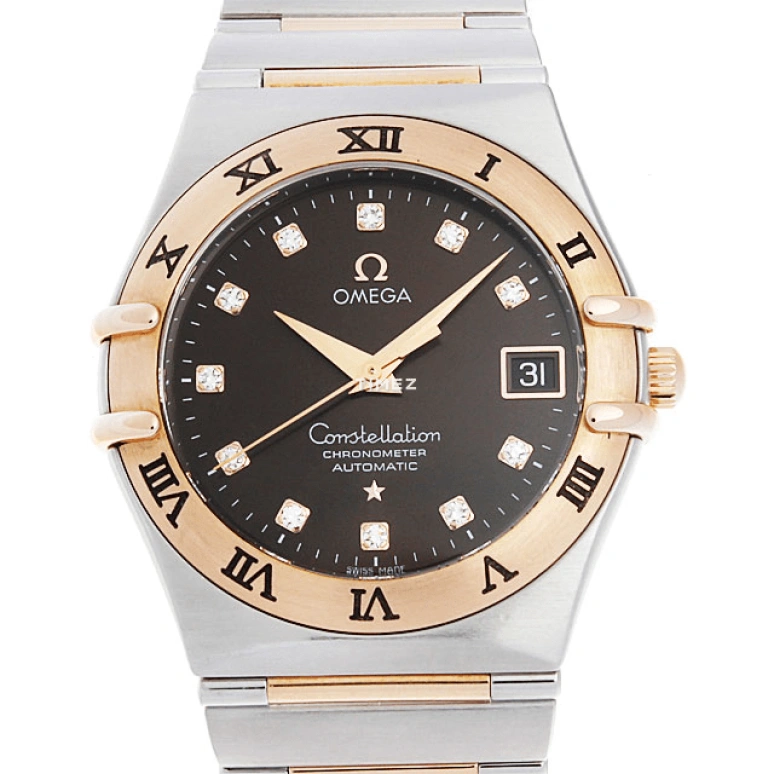 Omega,Constellation 35.50mm,35.50mm,Stainless Steel,Red Gold,Coffee,Brown,Automatic,Day,44hours,1301,1301.60.00