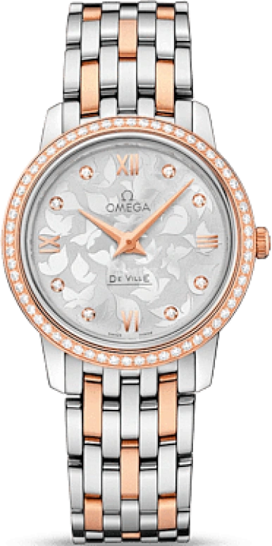 Omega,De Ville 27.40mm,27.40mm,Red Gold,Stainless Steel,Silver,Quartz,30000hours,In-house Caliber,424,424.25.27.60.52.001