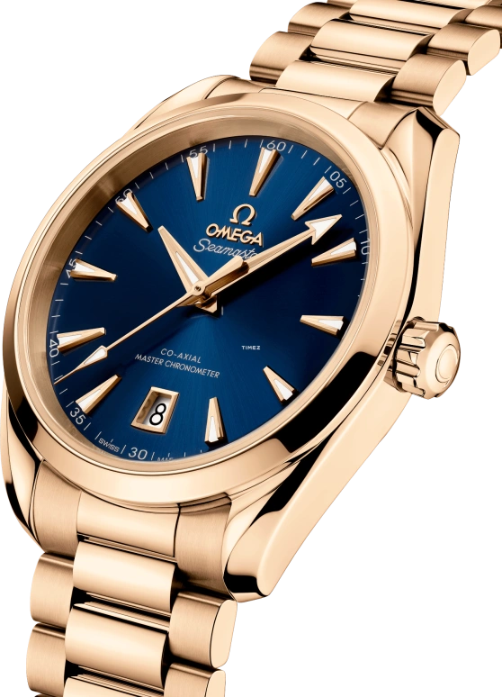 Omega,Aqua Terra 38mm,38mm,Moonshine Gold,Blue,Automatic,Day,Anti-magnetic,220,220.50.38.20.03.001