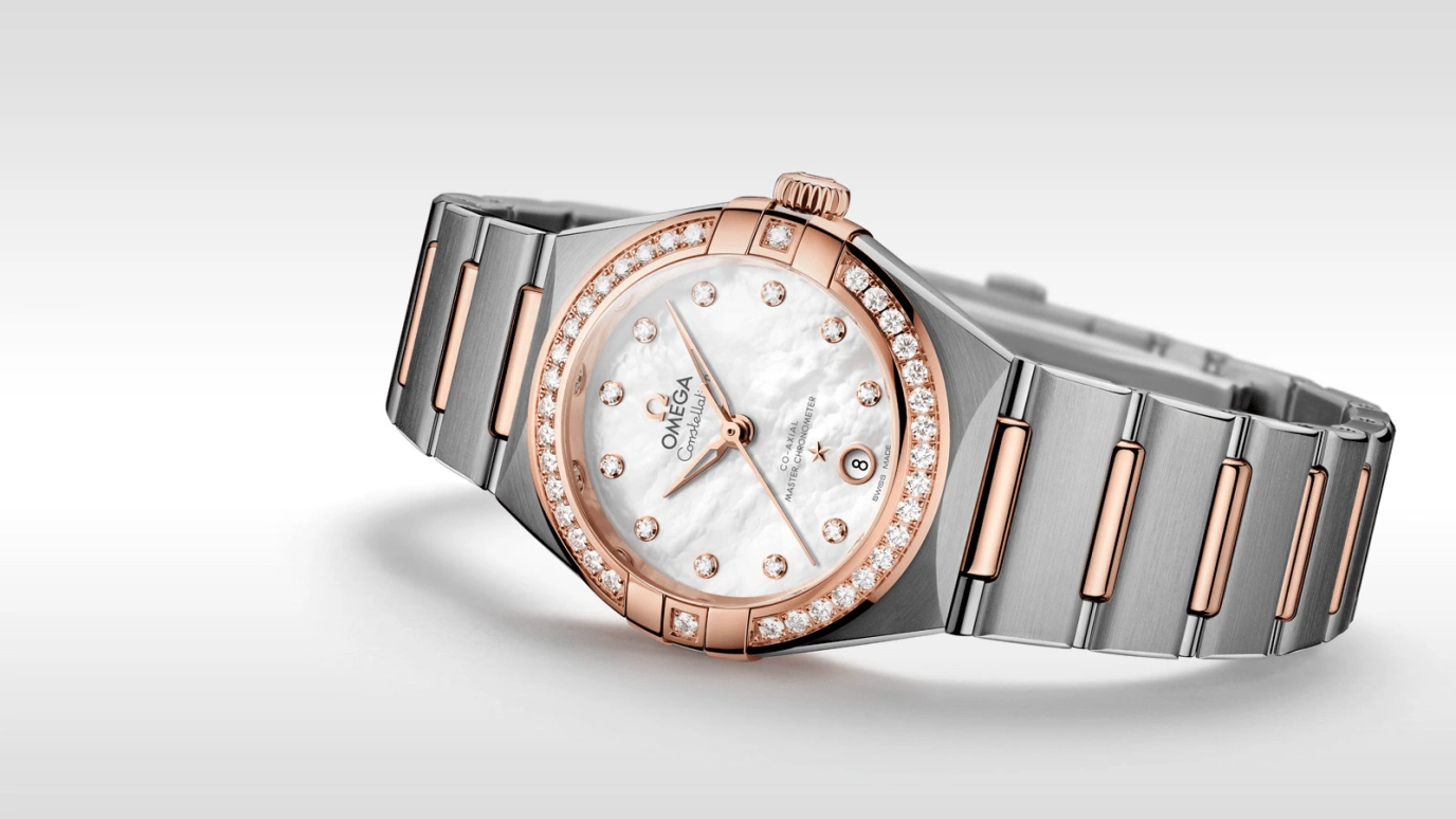 Omega,Constellation 29mm,29mm,Sedna Gold,Stainless Steel,White,Automatic,Date,Co-Axial Escapement,131,131.25.29.20.55.001