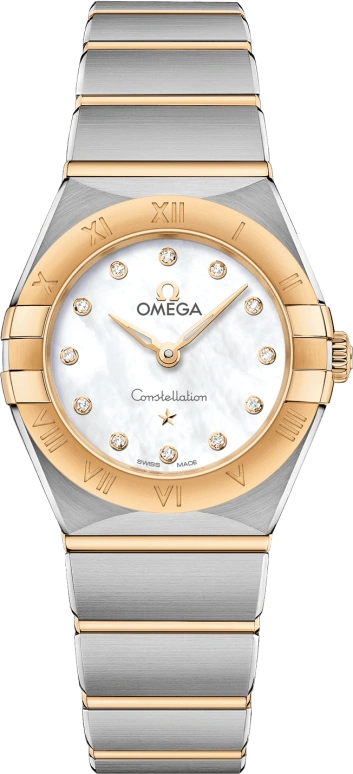 Omega,Constellation 25mm,25mm,Yellow Gold,Stainless Steel,White,Quartz,In-house Caliber,Sapphire,131,131.20.25.60.55.002