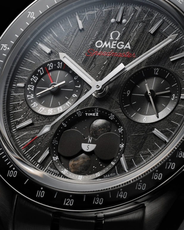 Omega,Speedmaster 43mm,43mm,Stainless Steel,Black,Handwound,Chronograph,Moonphase,Day,Anti-magnetic,60hours,In-house Caliber,304,304.30.43.52.01.001