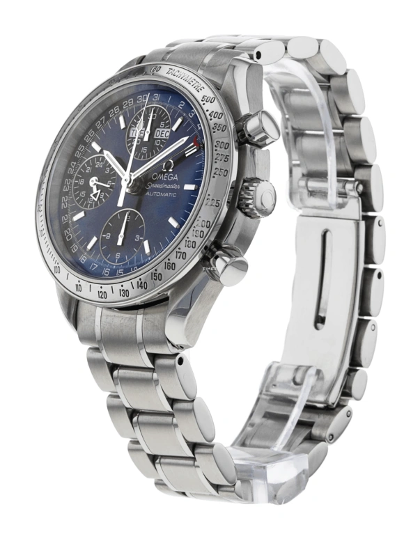 Omega,Speedmaster (Non-Moonwatch) 38mm,38mm,Stainless Steel,Blue,Automatic,Chronograph,Month,Date,Day,42hours,In-house Caliber,3523,3523.80.00