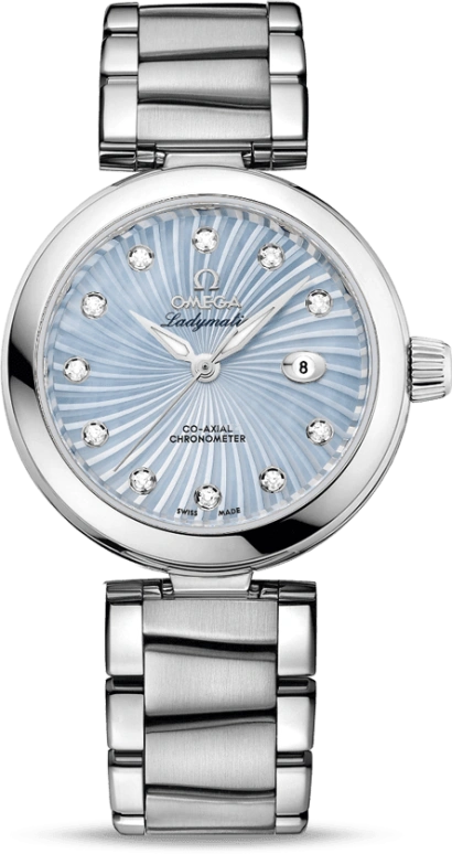 Omega,LadyMatic 34mm,34mm,Stainless Steel,Blue,Automatic,Date,Zodiac Indications,Co-Axial Escapement,425,425.30.34.20.57.002