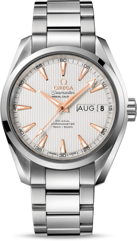 Omega,Aqua Terra 38.50mm,38.50mm,Stainless Steel,Silver,Automatic,Annual Calendar,Month,Date,Co-Axial Escapement,60hours,In-house Caliber,231,231.10.39.22.02.001