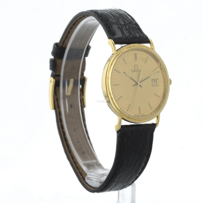 Omega,De Ville 33mm,33mm,Yellow Gold,Champagne,Quartz,Day,30000hours,7910,7910.11.11