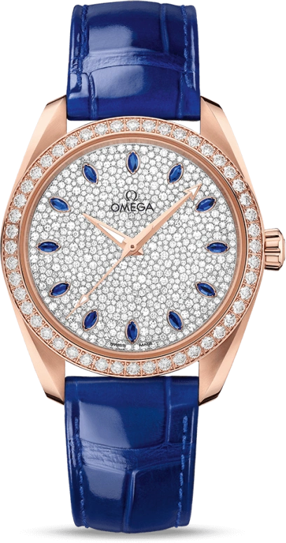 Omega,Aqua Terra 38mm,38mm,Sedna Gold,Blue,Automatic,Co-Axial Escapement,55hours,220,220.58.38.20.99.002