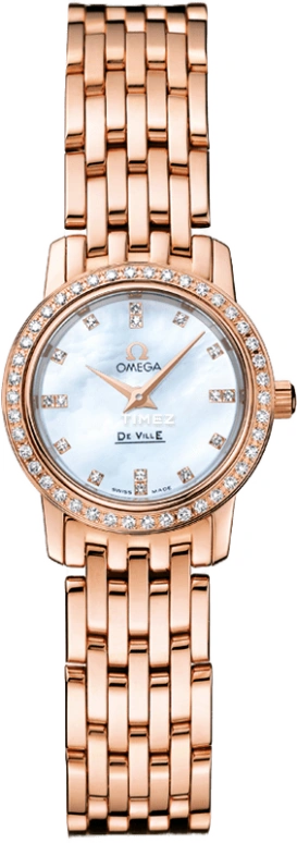 Omega,De Ville 22mm,22mm,Red Gold,White,Quartz,30000hours,In-house Caliber,4135,4135.75.00