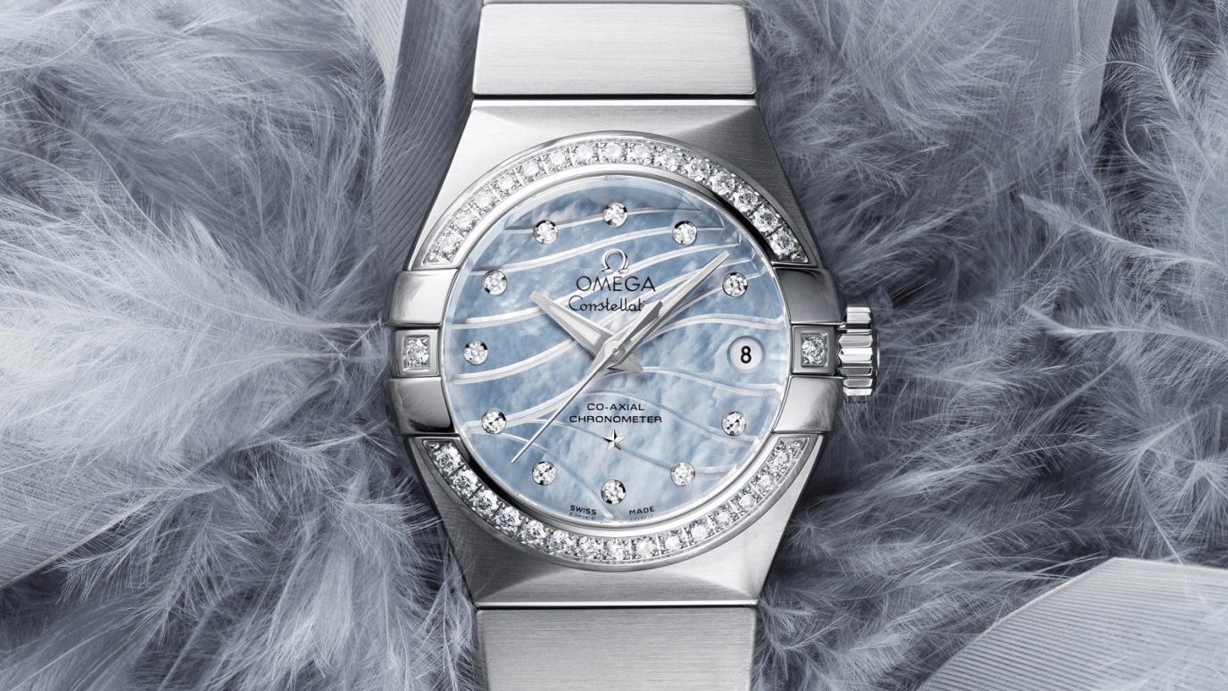 Omega,Constellation 27mm,27mm,Stainless Steel,Blue,Automatic,Date,Zodiac Indications,Co-Axial Escapement,123,123.15.27.20.57.001