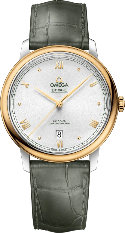 Omega,De Ville 39.50mm,39.50mm,Yellow Gold,Stainless Steel,Silver,Automatic,Date,Co-Axial Escapement,424,424.23.40.20.02.004