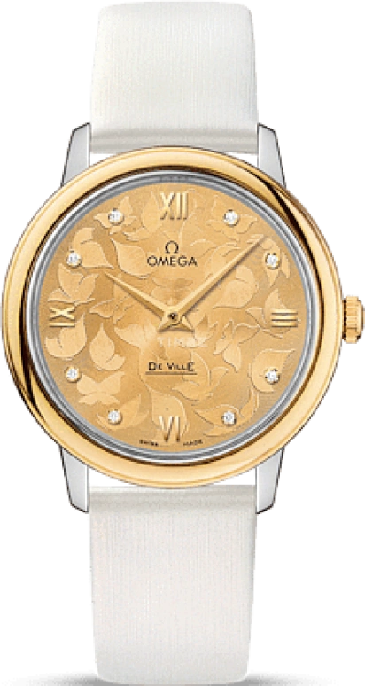 Omega,De Ville 32.70mm,32.70mm,Yellow Gold,Stainless Steel,Champagne,Quartz,Day,Zodiac Indications,424,424.22.33.60.58.001