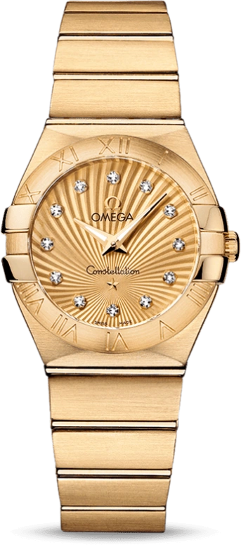 Omega,Constellation 27mm,27mm,Yellow Gold,Champagne,Quartz,30000hours,In-house Caliber,123,123.50.27.60.58.001