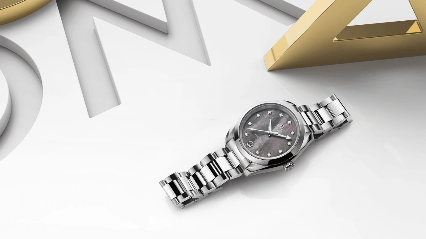 Omega,Aqua Terra 34mm,34mm,Stainless Steel,Brown,Automatic,Date,Co-Axial Escapement,220,220.10.34.20.57.001
