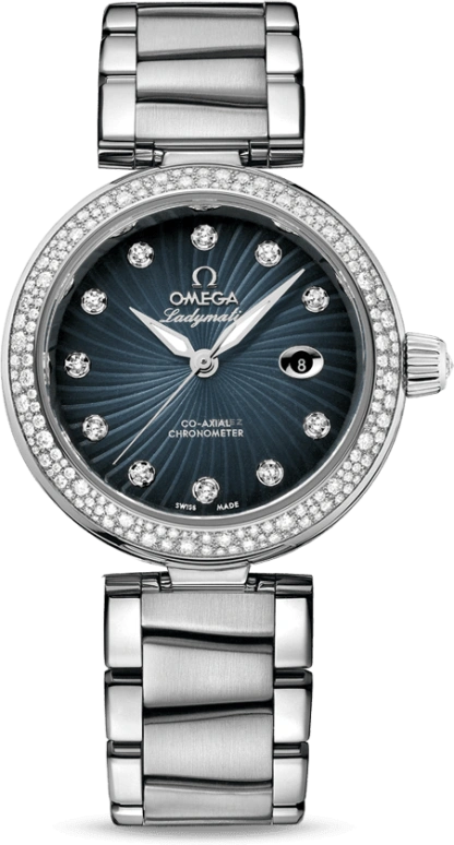 Omega,LadyMatic 34mm,34mm,Stainless Steel,Blue,Automatic,Date,Zodiac Indications,Co-Axial Escapement,425,425.35.34.20.56.001