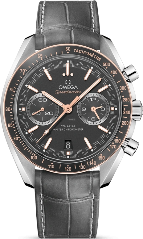 Omega,Speedmaster (Non-Moonwatch) 44.25mm,44.25mm,Sedna Gold,Stainless Steel,Grey,Automatic,Chronograph,Date,Co-Axial Escapement,Column Wheel,60hours,In-house Caliber,329,329.23.44.51.06.001