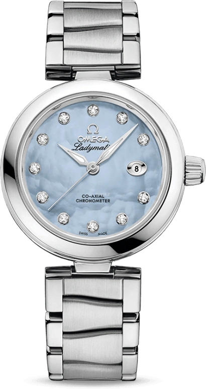 Omega,LadyMatic 34mm,34mm,Stainless Steel,Blue,Automatic,Date,Zodiac Indications,Co-Axial Escapement,425,425.30.34.20.57.003