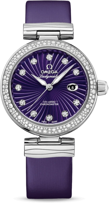 Omega,LadyMatic 34mm,34mm,Stainless Steel,Purple,Automatic,Date,Zodiac Indications,Co-Axial Escapement,425,425.37.34.20.60.001