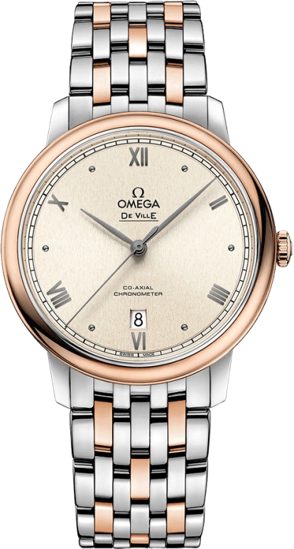 Omega,De Ville 39.50mm,39.50mm,Red Gold,Stainless Steel,Pink,Automatic,Date,Co-Axial Escapement,424,424.20.40.20.09.001