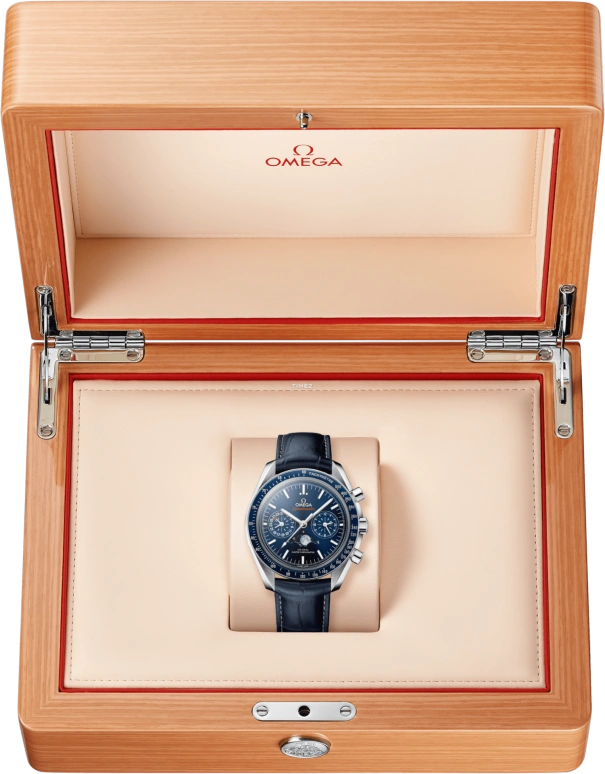 Omega,Speedmaster Moonwatch 44.25mm,44.25mm,Ceramic,Stainless Steel,Blue,Automatic,Chronograph,Moonphase,Day,304,304.33.44.52.03.001