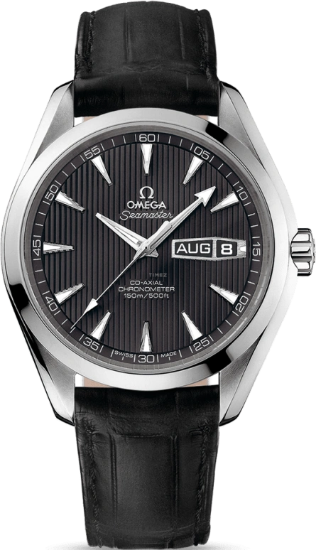 Omega,Aqua Terra 43mm,43mm,Stainless Steel,Grey,Automatic,Annual Calendar,Month,Date,Co-Axial Escapement,60hours,In-house Caliber,231,231.13.43.22.06.001