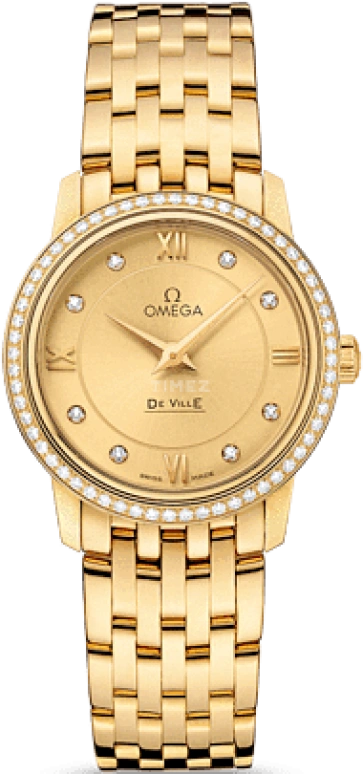 Omega,De Ville 27.40mm,27.40mm,Yellow Gold,Champagne,Quartz,30000hours,In-house Caliber,424,424.55.27.60.58.001