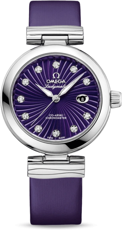 Omega,LadyMatic 34mm,34mm,Stainless Steel,Purple,Automatic,Date,Zodiac Indications,Co-Axial Escapement,425,425.32.34.20.60.001