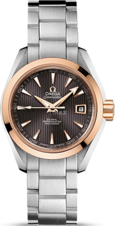 Omega,Aqua Terra 30mm,30mm,Red Gold,Stainless Steel,Grey,Automatic,Date,Zodiac Indications,Co-Axial Escapement,231,231.20.30.20.06.003