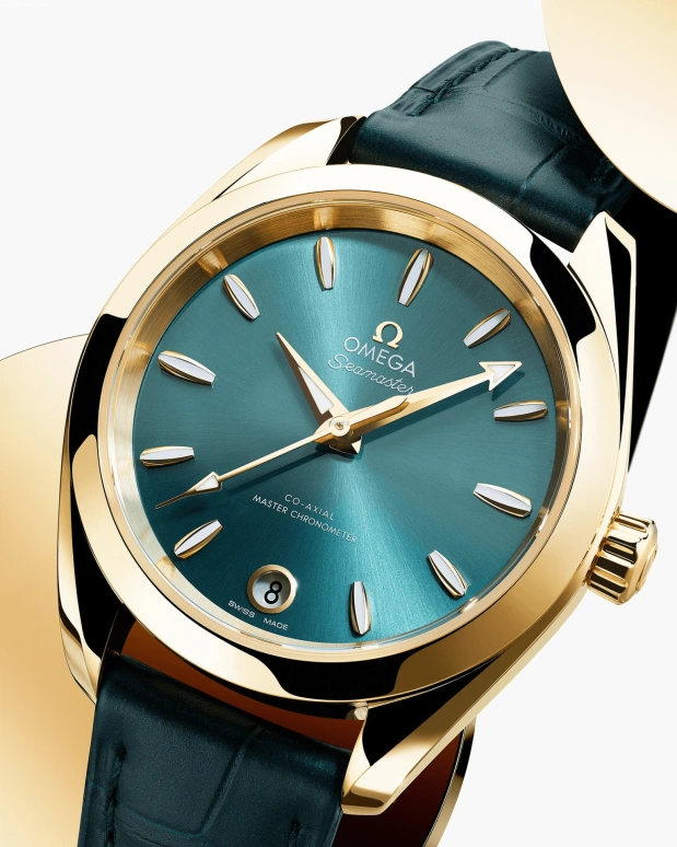 Omega,Seamaster 34mm,34mm,Moonshine Gold,Green,Automatic,Day,55hours,220,220.53.34.20.10.001