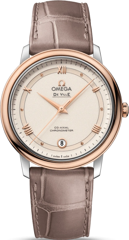 Omega,De Ville 36.80mm,36.80mm,Red Gold,Stainless Steel,Cream,White,Automatic,Date,Co-Axial Escapement,424,424.23.37.20.09.001