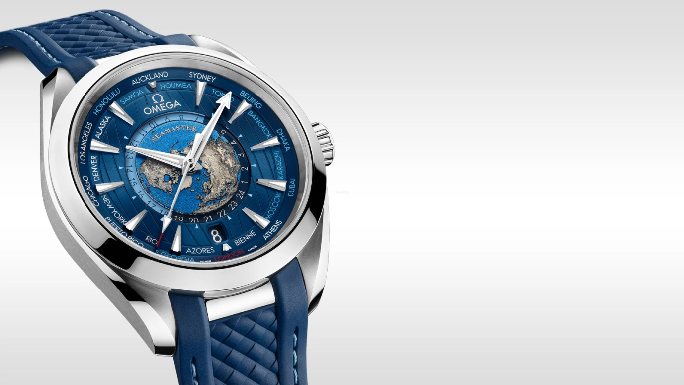 Omega,Aqua Terra 43mm,43mm,Stainless Steel,Blue,Automatic,Date,World Time,Co-Axial Escapement,220,220.12.43.22.03.001