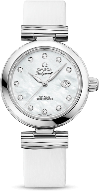 Omega,LadyMatic 34mm,34mm,Stainless Steel,White,Automatic,Date,Zodiac Indications,Co-Axial Escapement,425,425.32.34.20.55.002