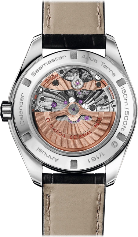 Omega,Aqua Terra 43mm,43mm,White Gold,Grey,Automatic,Annual Calendar,Month,Date,Co-Axial Escapement,60hours,In-house Caliber,231,231.53.43.22.01.001