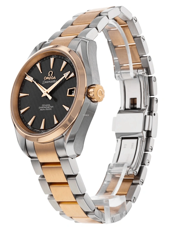 Omega,Aqua Terra 38.50mm,38.50mm,Red Gold,Stainless Steel,Grey,Automatic,Day,60hours,231,231.20.39.21.06.001
