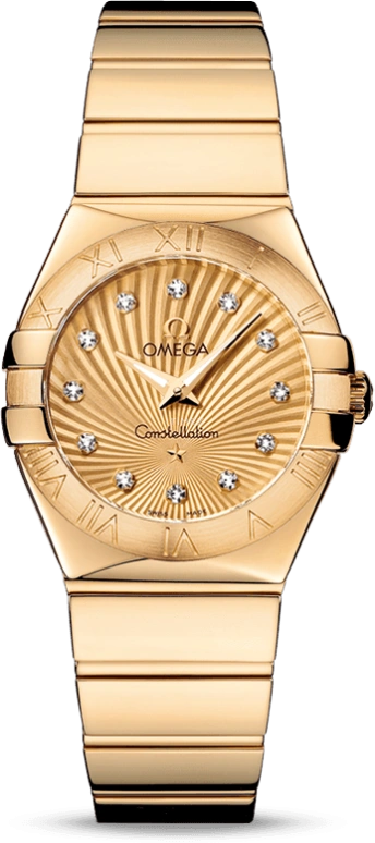 Omega,Constellation 27mm,27mm,Yellow Gold,Champagne,Quartz,30000hours,In-house Caliber,123,123.50.27.60.58.002