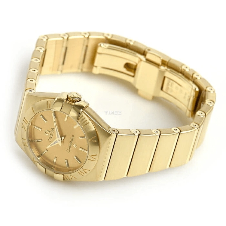 Omega,Constellation 27mm,27mm,Yellow Gold,Champagne,Gold,Quartz,30000hours,In-house Caliber,123,123.50.27.60.08.001