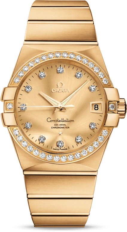 Omega,Constellation 38mm,38mm,Yellow Gold,Champagne,Automatic,Date,Co-Axial Escapement,123,123.55.38.21.58.001